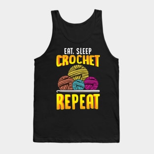 Funny Eat Sleep Crochet Repeat Cute Crocheting Tank Top